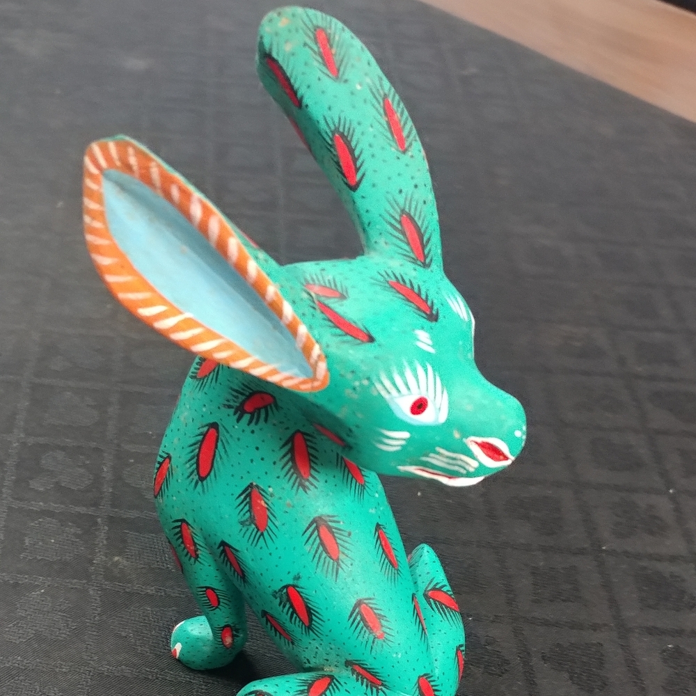 OAXACAN Alebrije Wood Turquoise Sculpture
